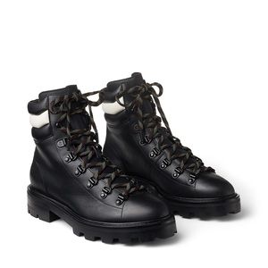 Jimmy Choo Black Smooth Leather Nappa Hiking Boots